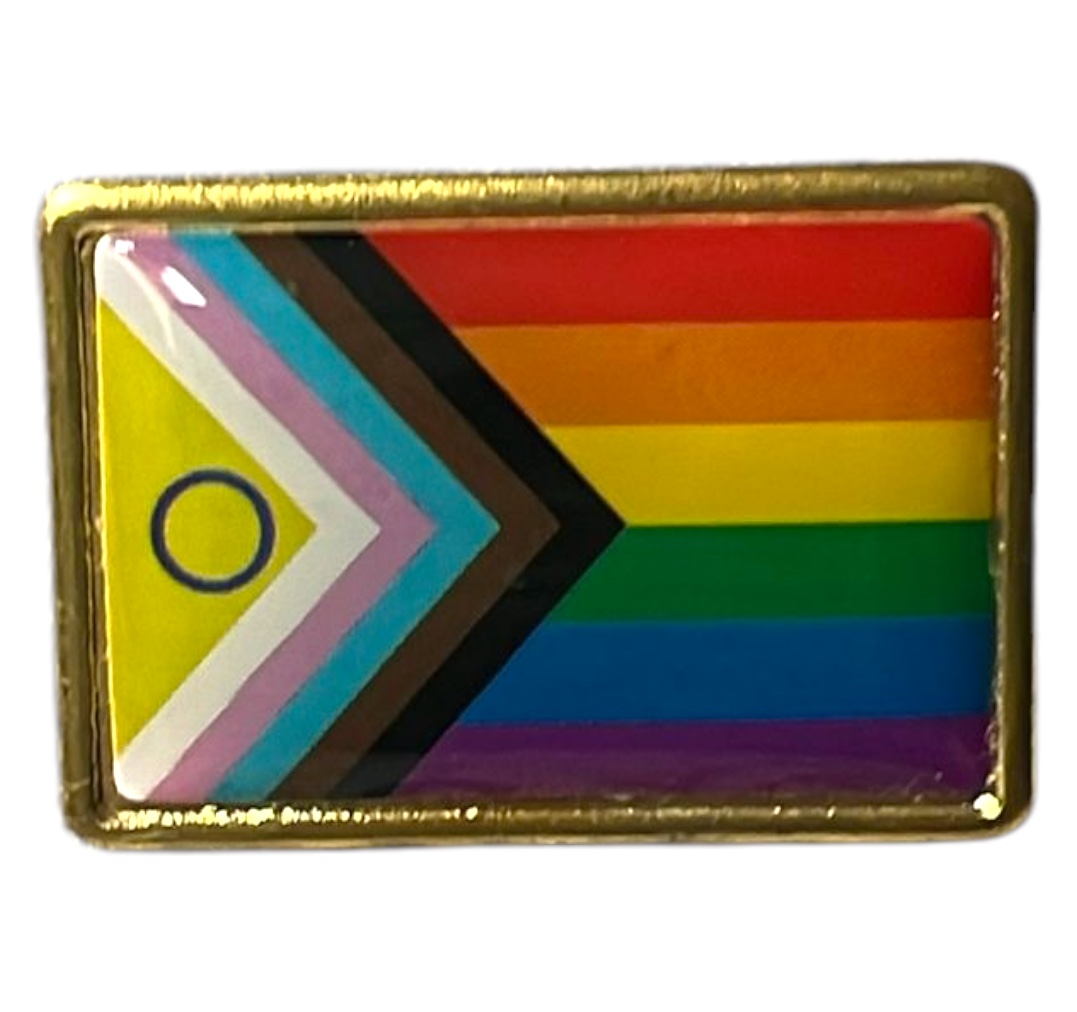 Broche (plastique) drapeau 'All-Inclusive Pride'